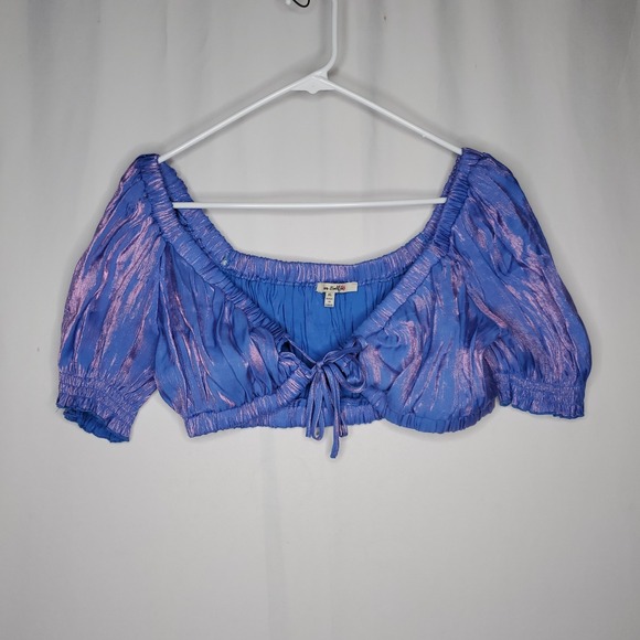 Miss Selfie Tops - Miss Selfie Metallic Crop Top Junior XL Purple Puff Fairycore Festival Disco
